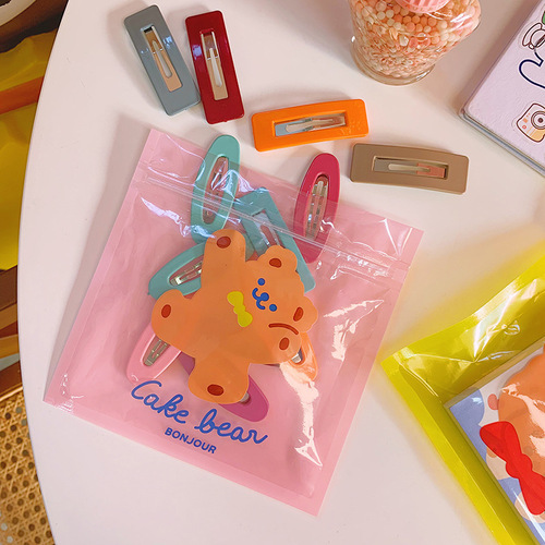 Korean creative cute snack sealed bag girl heart bear food biscuit candy small packaging bag candy bag