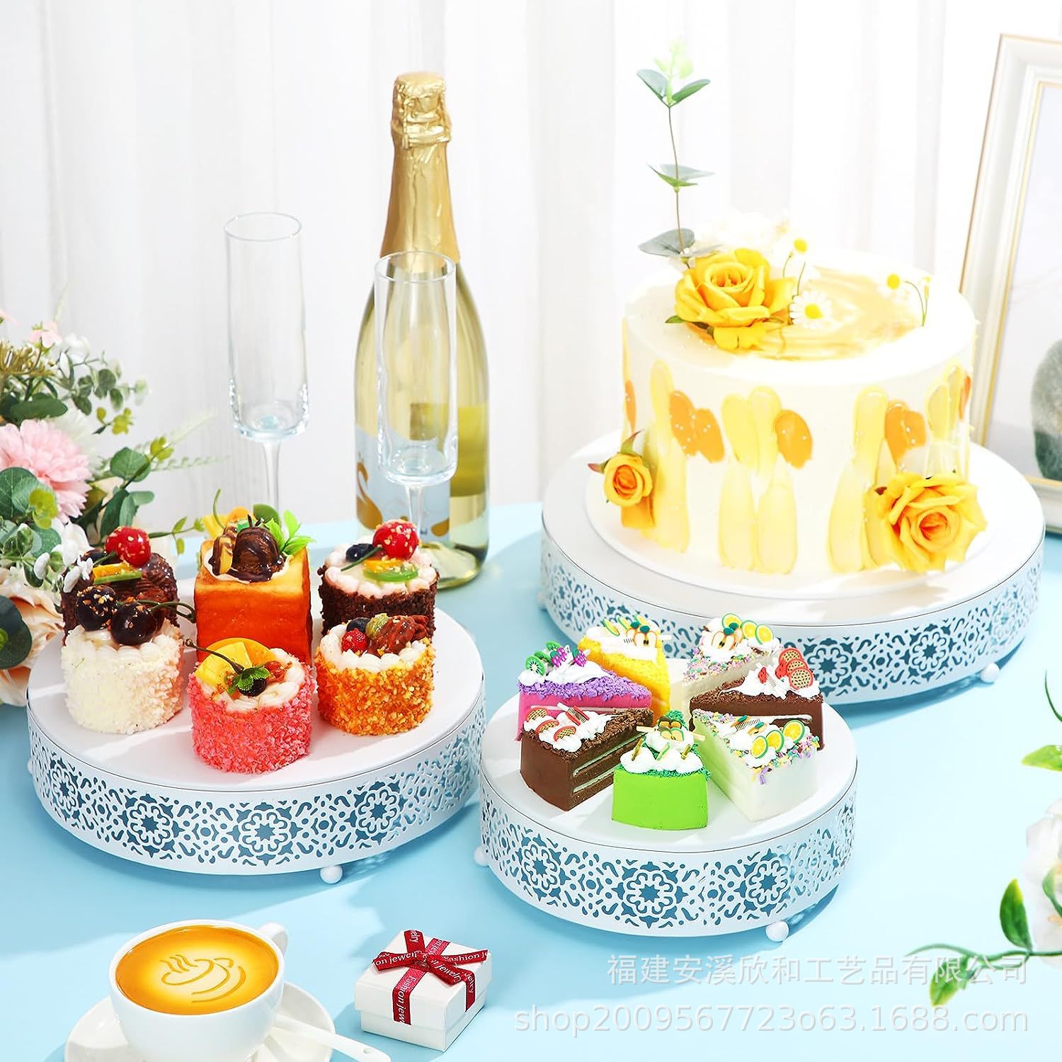 Creativo estilo europeo oro hueco estante de pastel de boda props mesa de postres decoración de postres tienda de postres refrigerio combinación de estante de pastel