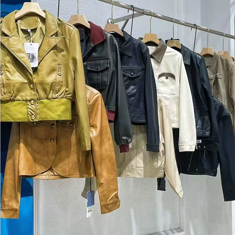 2025 Amazon трансграничная европейская и американская женская ретро-молния кожаная куртка с отворотом на молнии американская повседневная кожаная куртка оптом