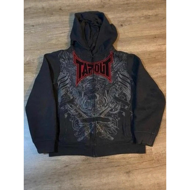 Y2K Skeleton Zipper Hoodie 90S Retro Pattern Printed Zipper Top L Sweatshirt