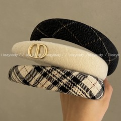 簡約格子毛髮箍高顱頂顯臉小頭箍女百搭寬邊洗臉壓頭窟髮飾