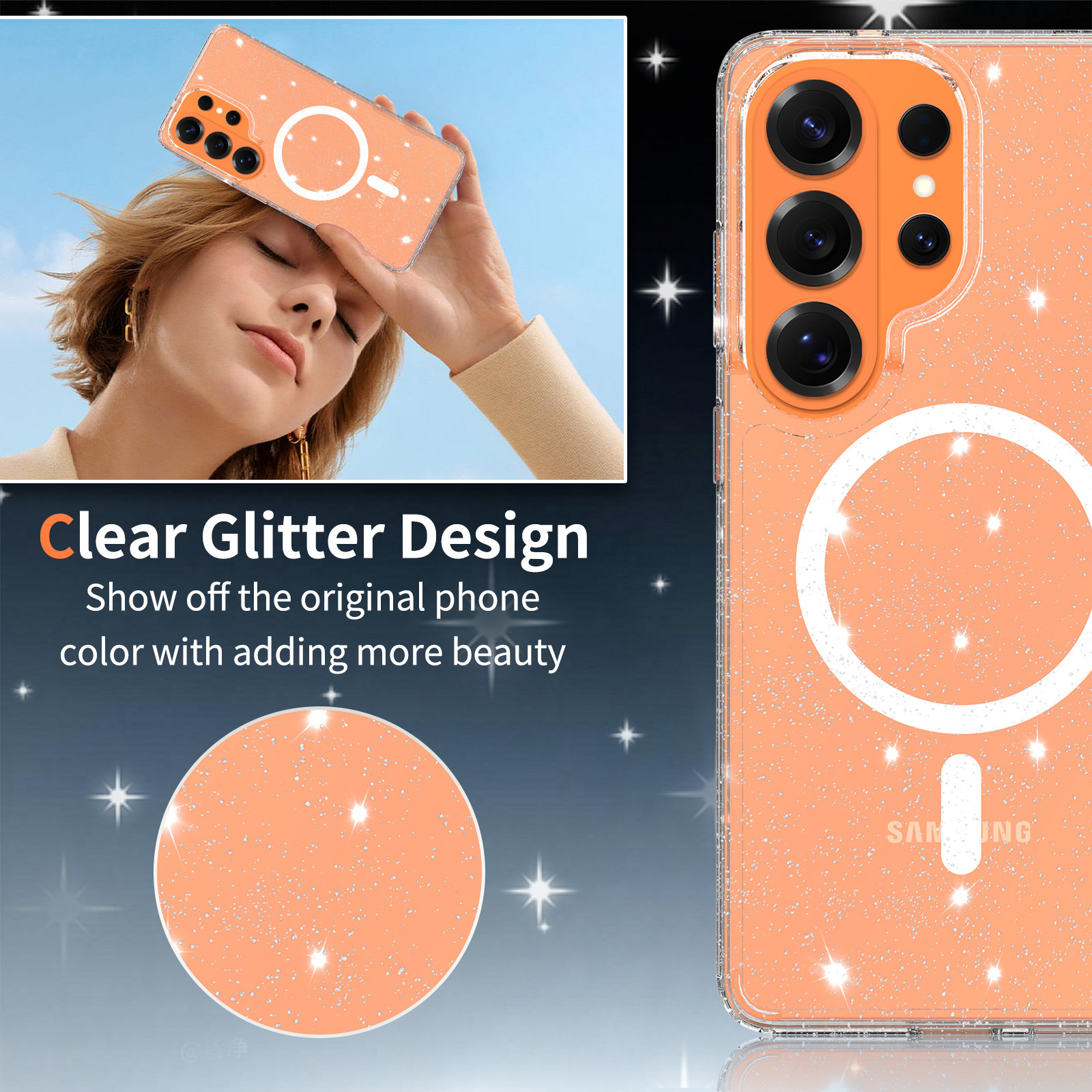 Best-selling In Brazil, Suitable For Samsung Galaxy S26 Plus, High-transparency Glitter High-quality Phone Case, Full_voghion.com