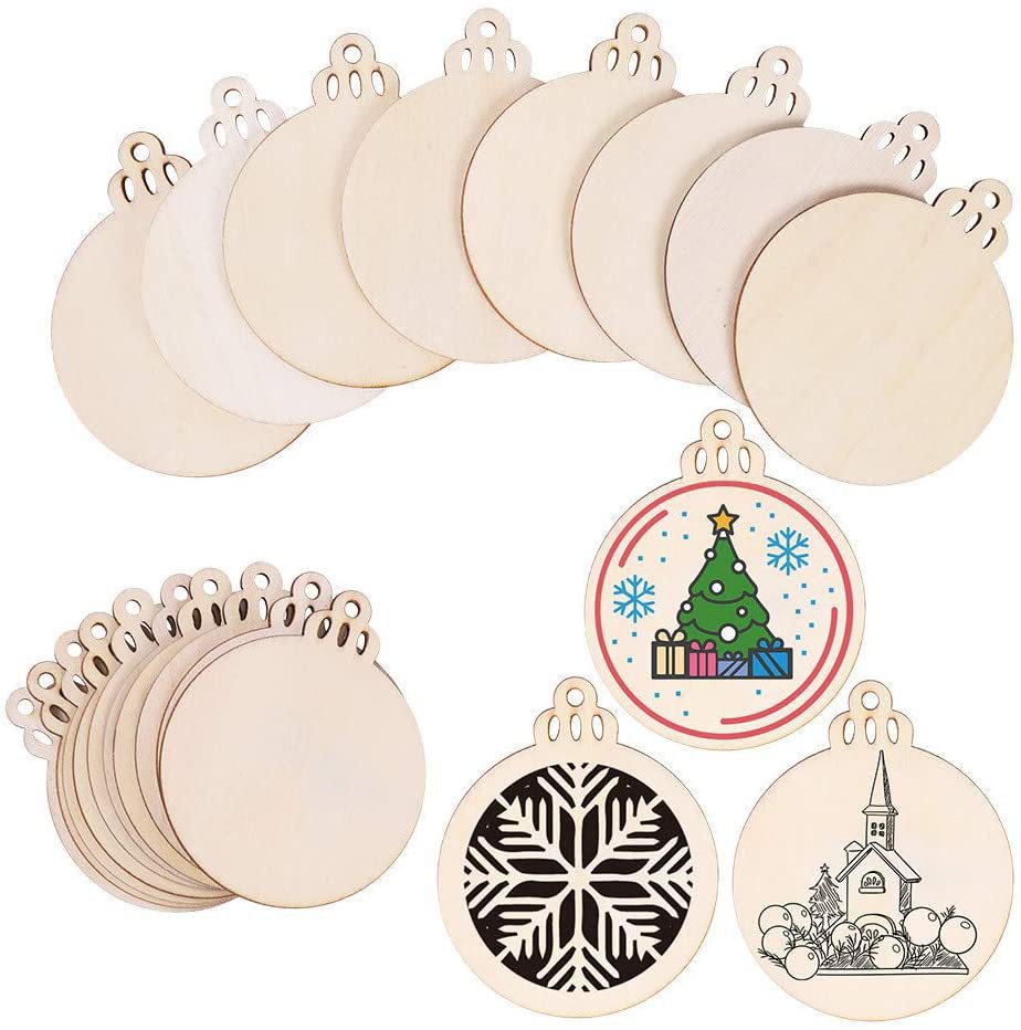 Colgante de Navidad colgante de decoración para el hogar artesanía de madera madera piezas de árbol de Navidad props regalos de vacaciones dibujados a mano