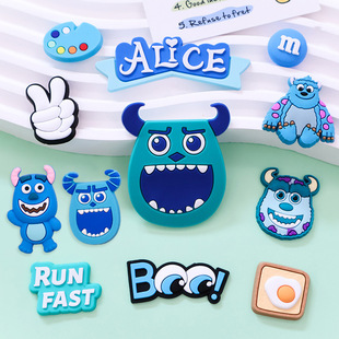 Soft Pvc Cartoon Cute Blue Furry Sweaty Slippers Decorative Water Cup Accessories Cartoon Patch Mobile Phone Case DIY