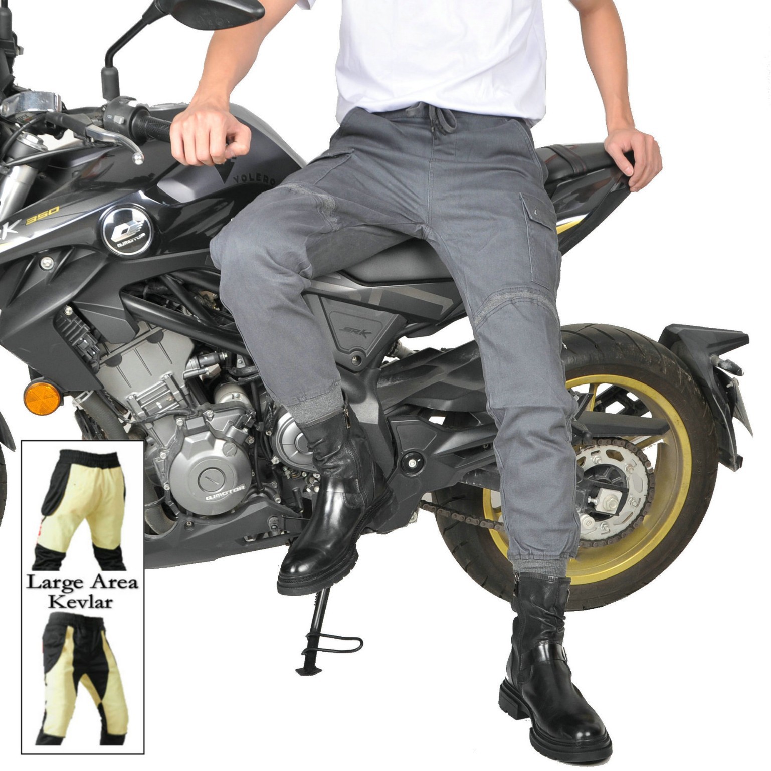 Pantalones de montar motocicleta casual motocicleta kevlar resistente a la caída a prueba de viento jeans pantalones roscados polainas pantalones de caballero hombres