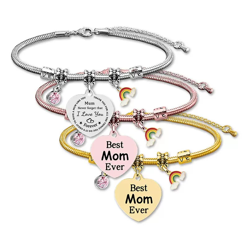 手链欧美跨境不锈钢蛇骨手链母亲节纪念节日礼物钛钢刻字手链批发