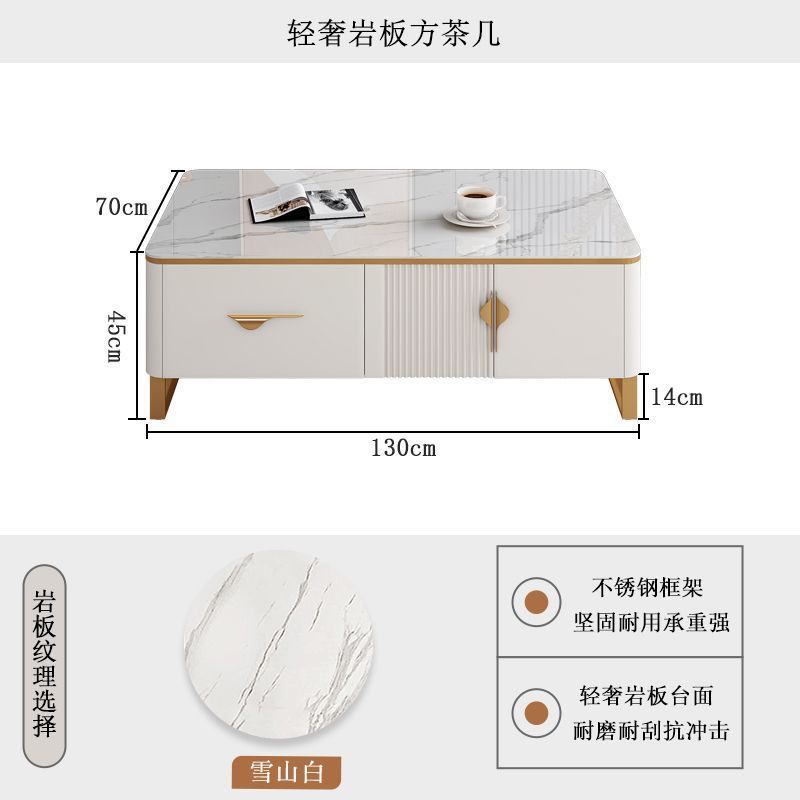 Mesa de centro cuadrada de losa de roca de lujo ligero Color Comuníquese con el servicio al cliente para preparar G