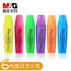 朝の光の蛍光ペンの大きい頭の6色の学生はノートの専用のペンをします。