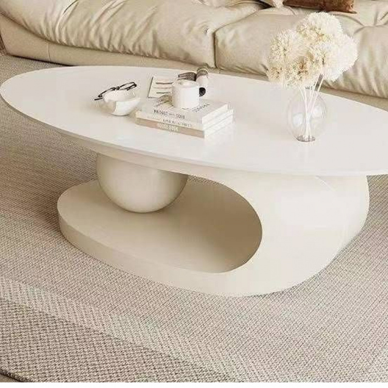 Mesa de té ovalada de roca de lujo ligera, mesa de té de alquiler de sala de estar doméstica, mesa de estilo explosivo, popularidad en línea simple