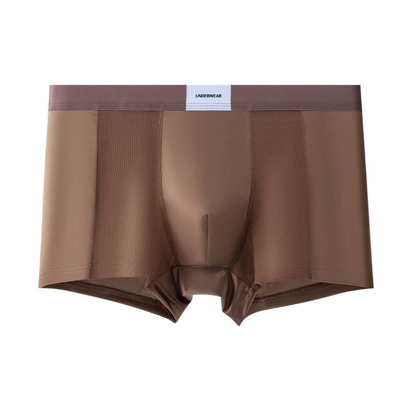 Calzoncillos de seda de hielo para hombres de nuevo estilo, pantalones cuadrangulares de gran tamaño 10A antibacterianos, transpirables y cómodos, pantalones cortos de malla de color sólido