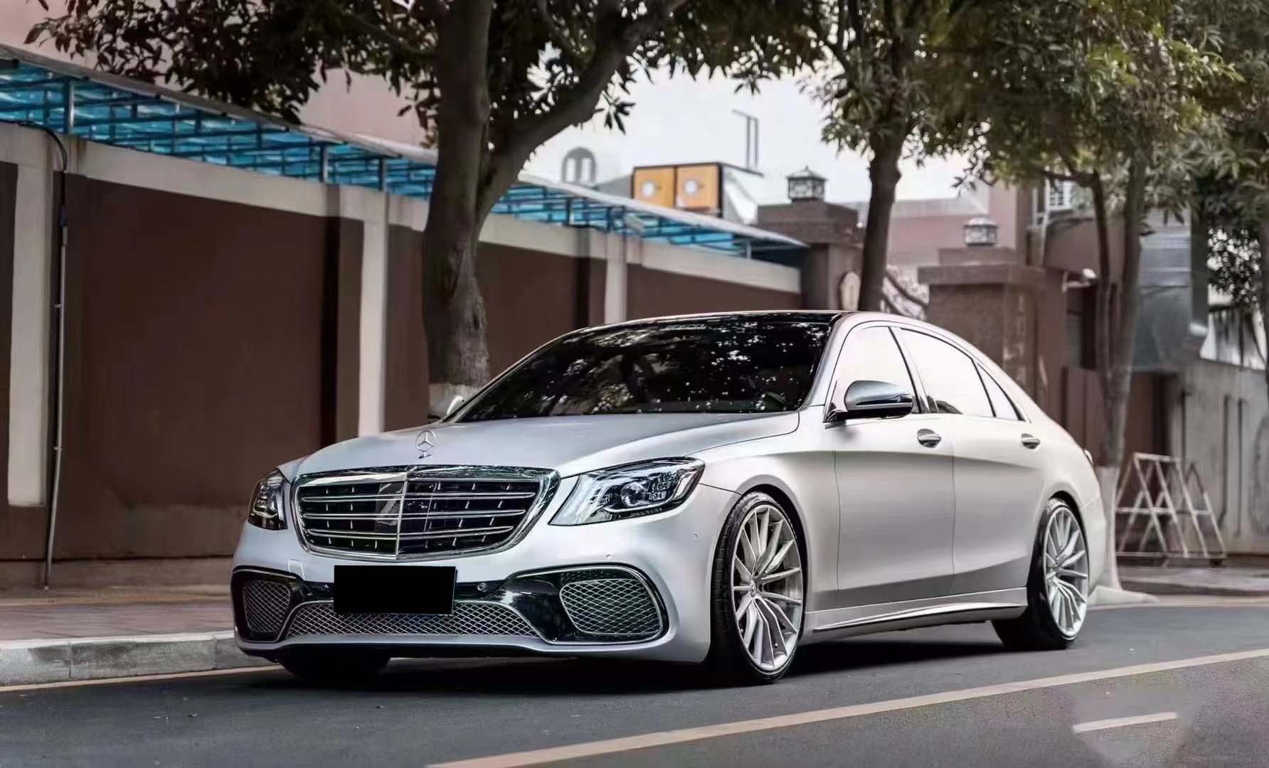 Suitable for 18-20 Model Mercedes-Benz S-Class W222 Late-Model Versions, Modified S63/S65Amg Body Kit, Front and Rear Bumper Grille Set