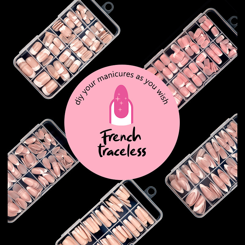 Cross-Border Amazon Supply Nail Stickers Square Almond Ballet French Style Nail Tips European and American Style Wearable Nails 120 Pieces