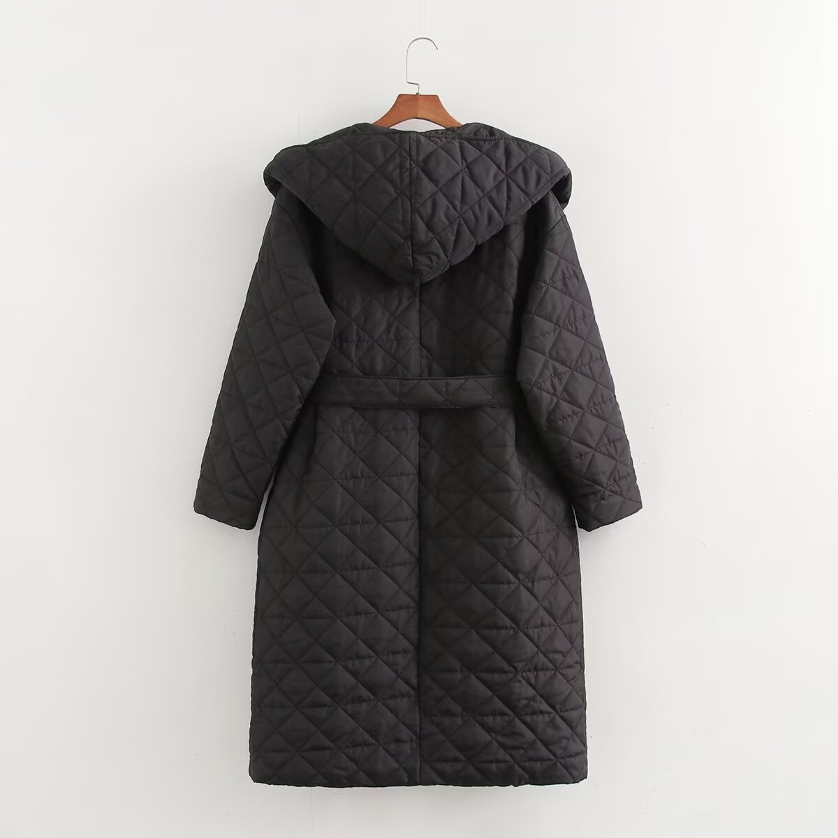 Damenbekleidung 2024 Herbst/Winter neue vielseitige Slim Fit Taille mit Kapuze mittellange Baumwolljacke_voghion.com