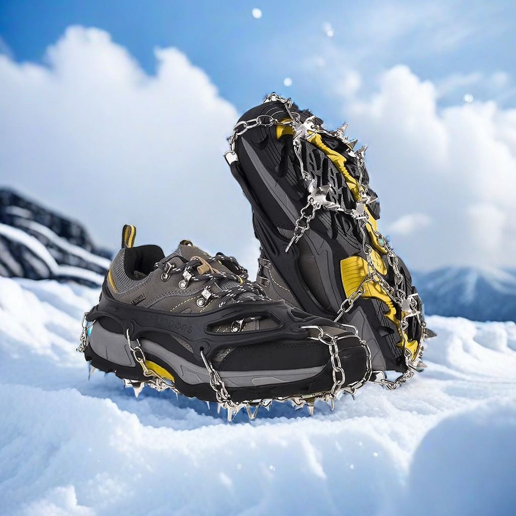 卸売り屋外8歯10歯ステンレスチェーン氷爪雪地ロッククライミング登山滑り止め靴カバー雪