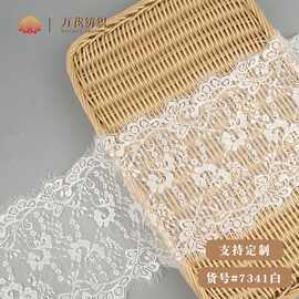 双边睫毛蕾丝花边 无弹波浪几何刺绣花边 涤纶丝镂空蕾丝花边辅料