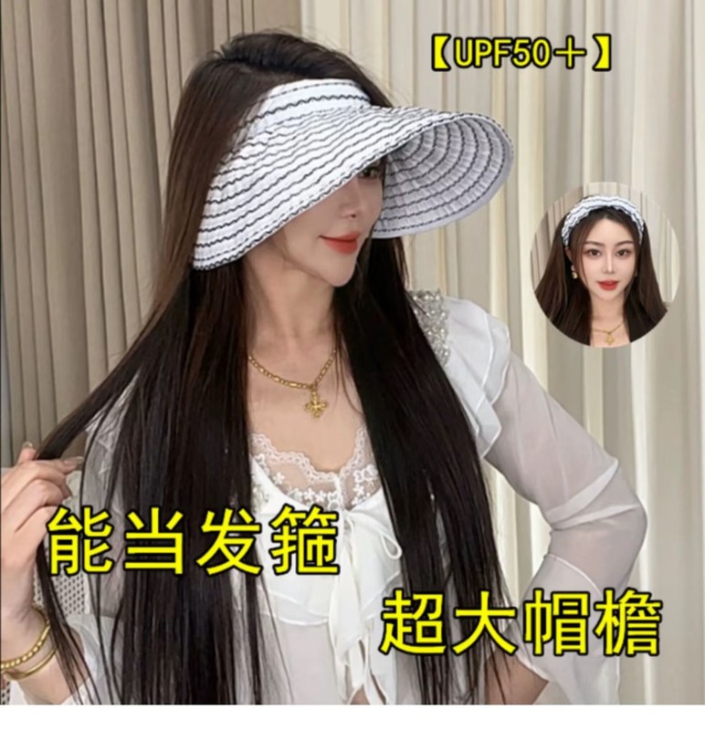 夏の女性用帽子は、韓国風の空のヘッドバンドサンハット布帽子多用途サンハット日焼け防止新しいスタイルを折りたたんで使用できます。|undefined