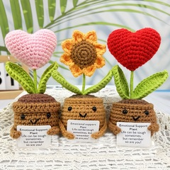 クロスボーダー新品Crochet Positive Pot手作りかぎ針編み愛ハートひまわり鉢植え飾りプレゼント