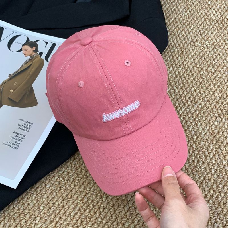 アメリカンソフトトップレター刺繍ピンクひさしキャップ女性用夏の学生カジュアル多用途日焼け止め野球帽男性用トレンディ|undefined