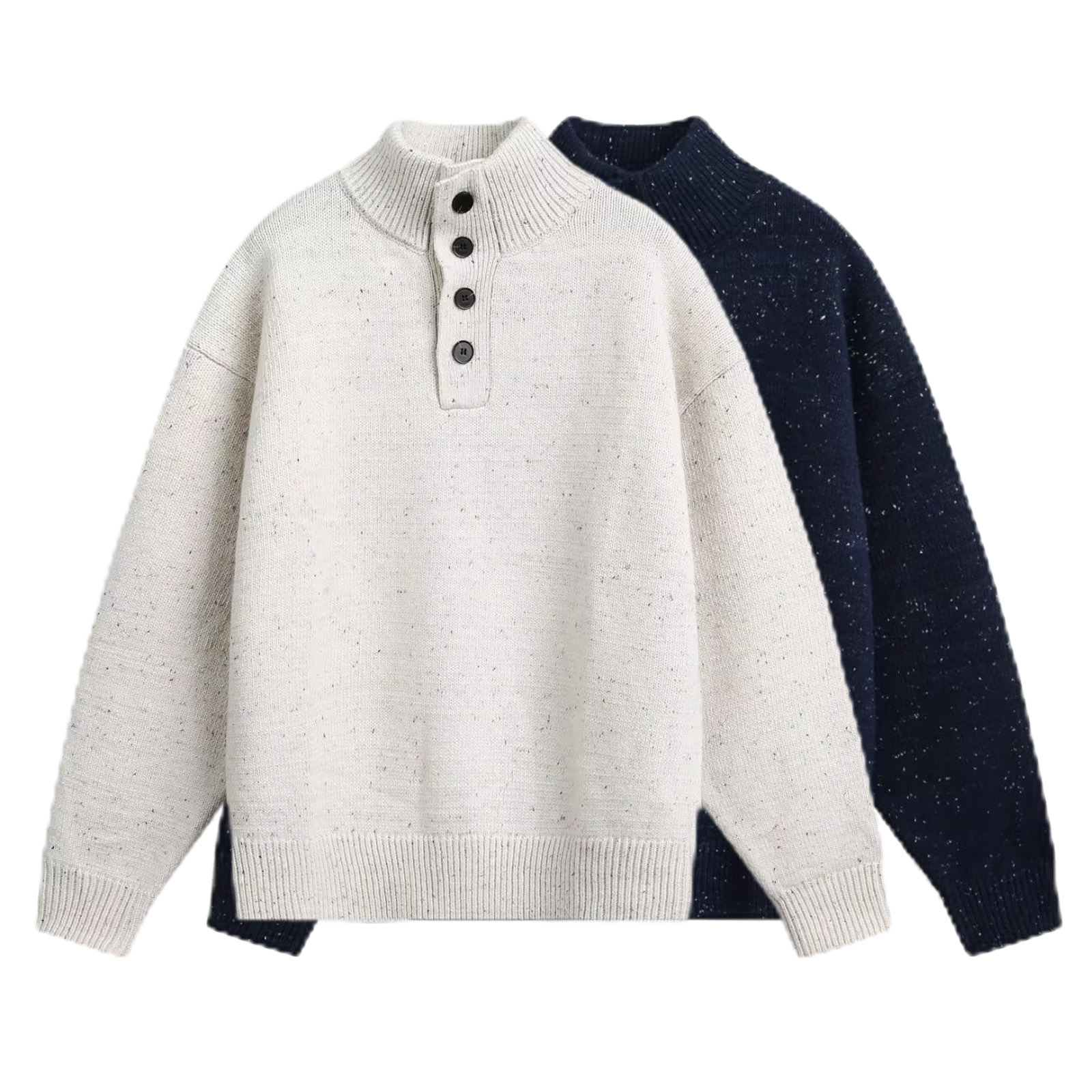 Explosiones transfronterizas de tamaño europeo de gran tamaño henry cuello jersey suéter masculino puntos de color coreano otoño invierno medio cuello fábrica al por mayor