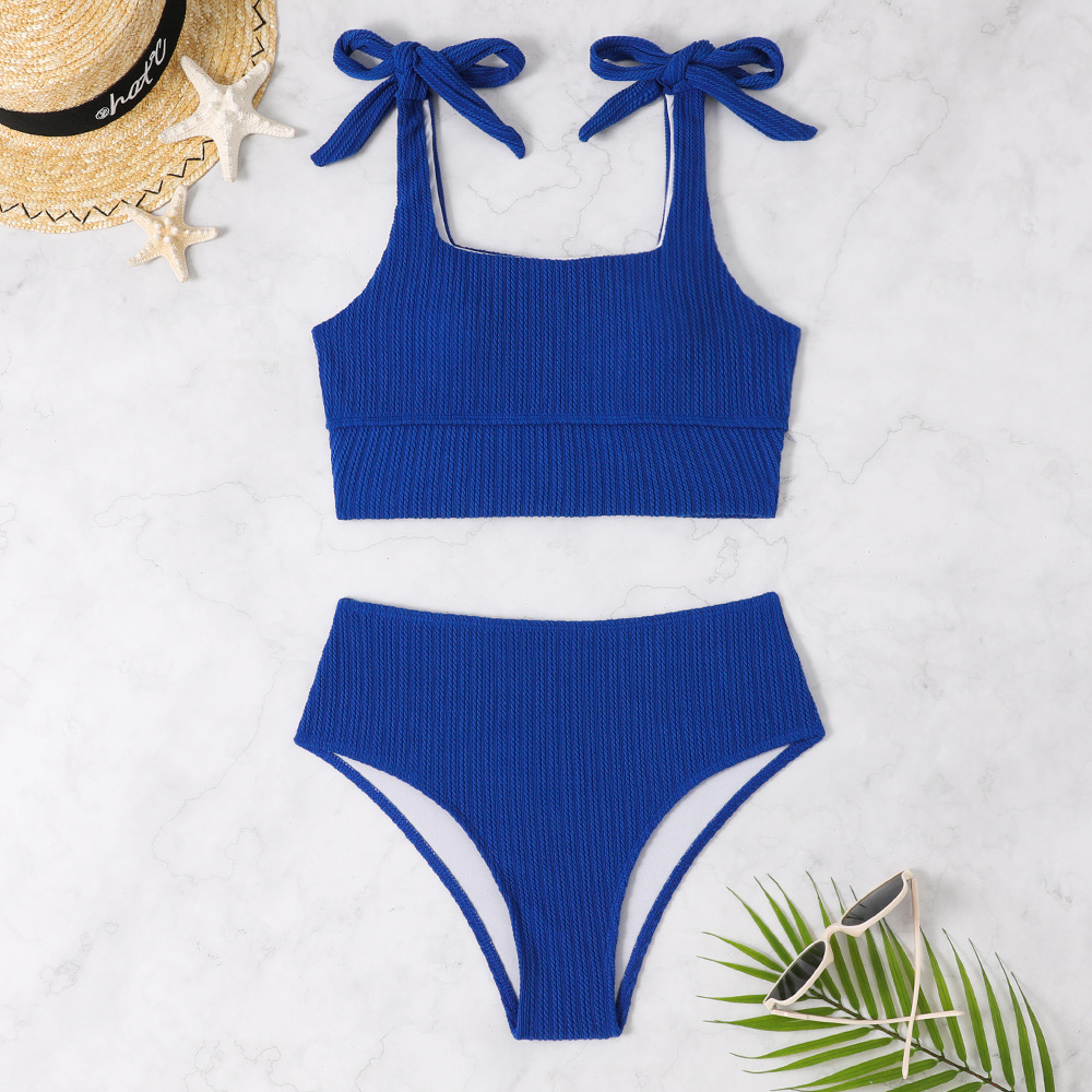 Women's Solid Color 2 Pieces Set Tankinis Swimwear display picture 11