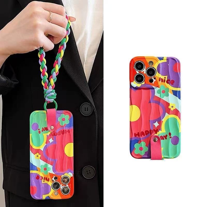 Cuerda tejida de color flores de color patrón de onda inglés qq