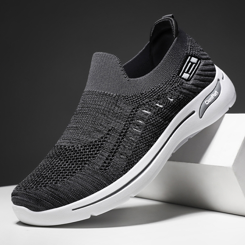 Shoes for Men, Casual Shoes for Men and Women, Fly-Woven Breathable Shoes for the Elderly, Walking Shoes, Soft Soles, Non-Tiring Feet, Flats, Cloth Shoes