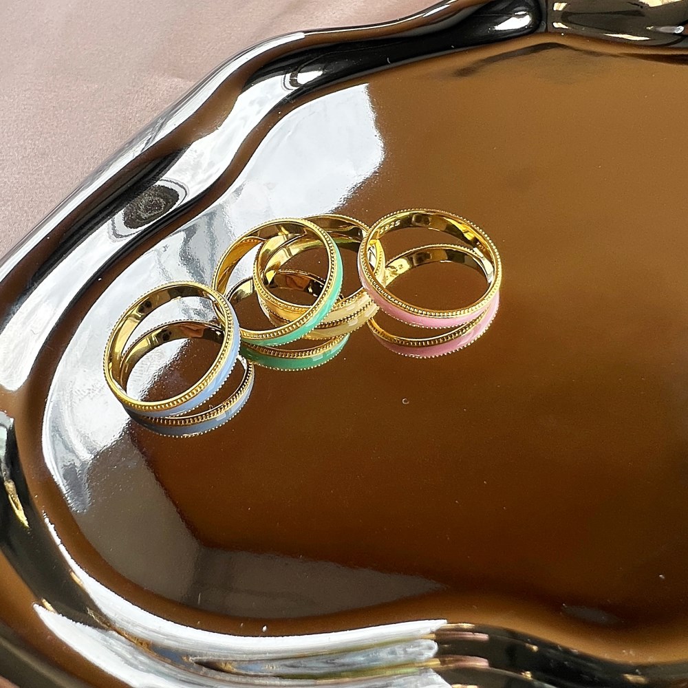 Cute Geometric Sterling Silver Enamel Rings 1 Piece