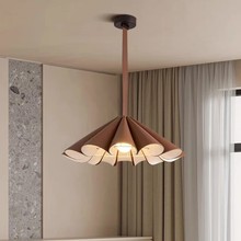 美拉德色系民宿咖啡厅棕色皮革中古风复古餐厅吊灯圆桌卧室吊灯