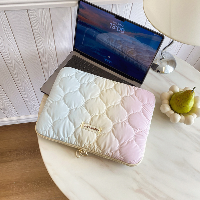New cross-border Korean tie-dye gradient color cute girl's inner bag 11inch tablet iPad bag 14inch laptop bag