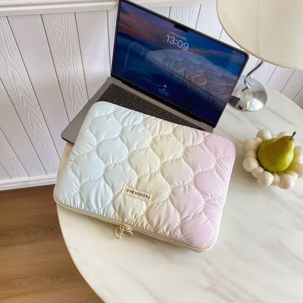 New cross-border Korean tie-dye gradient color cute girl's inner bag 11inch tablet iPad bag 14inch laptop bag