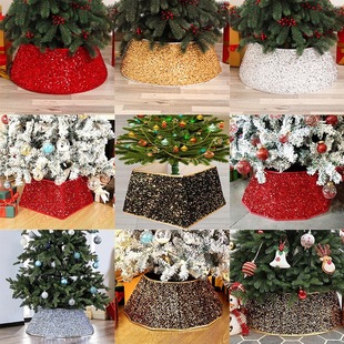 Christmas Decoration Tree Surround Round Black Gold Sequin Three-Dimensional Christmas Tree Skirt Scene Arrangement Christmas Tree Base