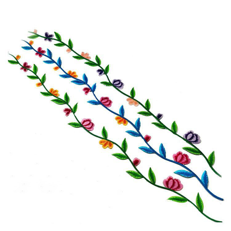 柳叶长条花演出服装辅料戏曲民族刺绣布贴花朵补贴牡丹熨服装烫花