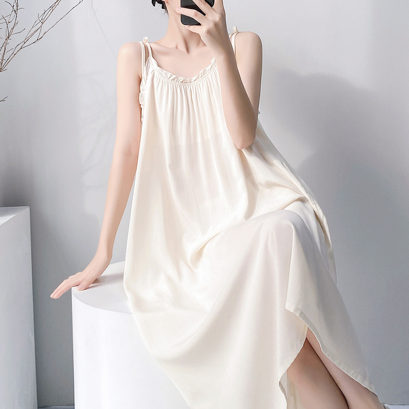 Cotton Silk Suspender Nightgown for Women, Spring and Summer Thin Style, Sweet and Girly, Long Style, Can Be Worn Outside, Home Wear Dress, Cotton Silk Dress Cotton Silk Suspender Nightgown for Women, Spring and Summer Thin Style, Sweet and Girly, Long Style, Can Be Worn Outside, Home Wear Dress, Cotton Silk Dress