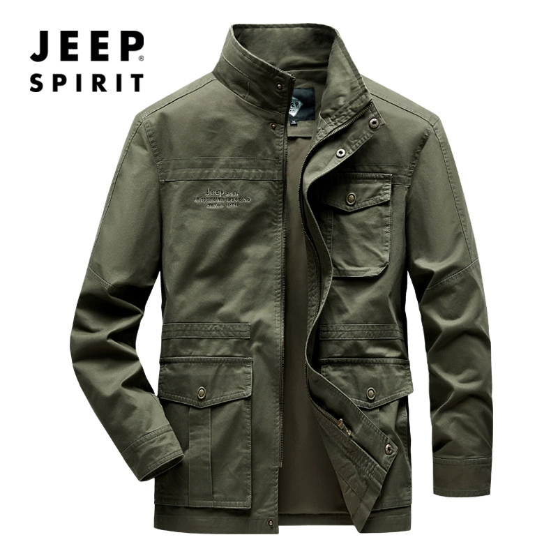 Мужская осенне-зимняя куртка из чистого хлопка с воротником-стойкой, мужская молодежная повседневная куртка с несколькими карманами и брюками для молодых и средних лет 88509JP