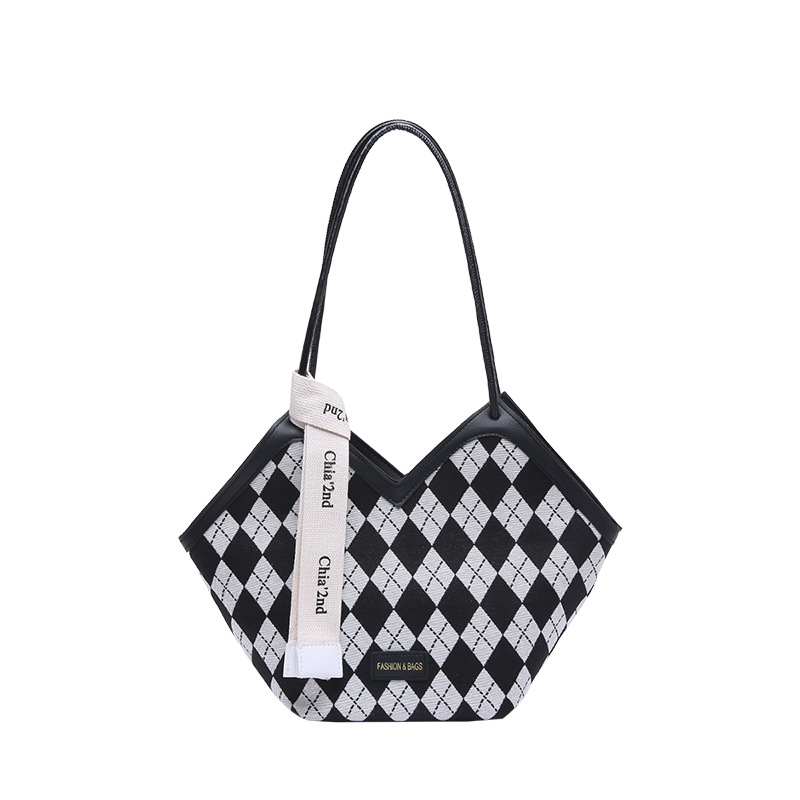 Bolso de hombro a cuadros para mujeres 2024 invierno nuevo estilo de moda sensación de gran capacidad de viaje bolso de brazo bolso para mujeres