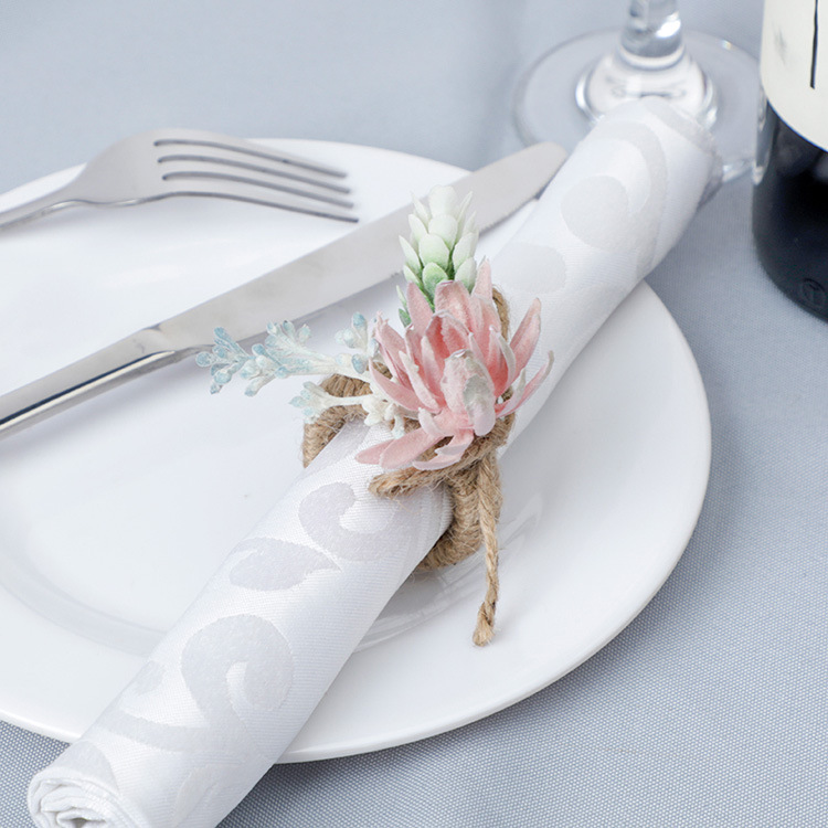 Western-style Hotel Restaurant Table Props Simulation Flower Napkin Buckle Linen Ring display picture 3