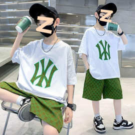 儿童男夏季套装韩版2026新款网红薄款短袖短裤衣服酷潮童两件套装