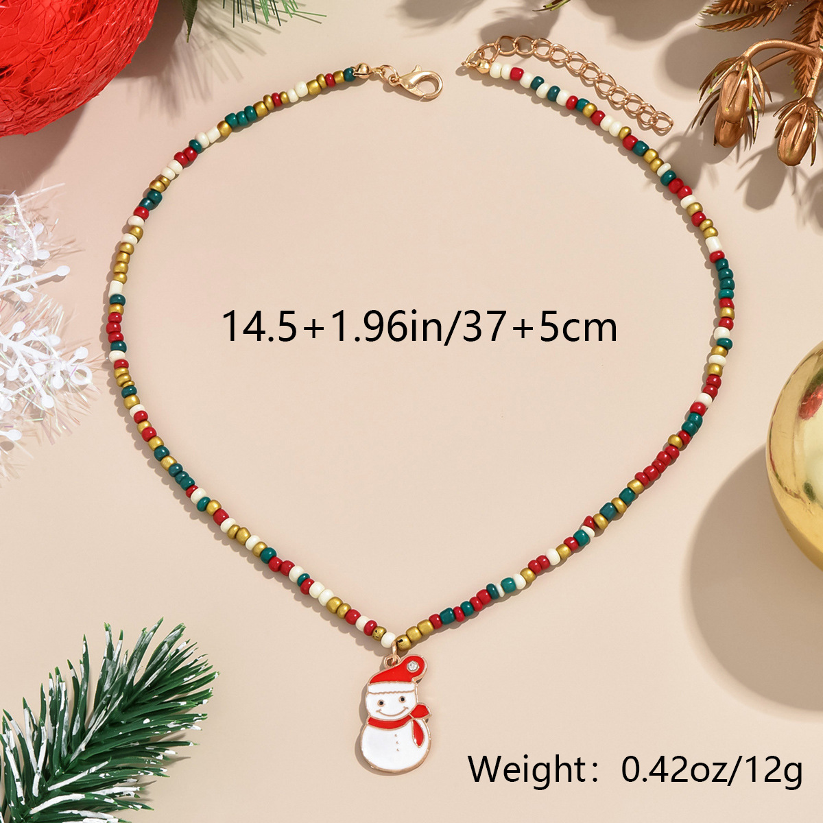 Designer Elements Weihnachtsschmuck Bunte Perlen Weihnachtsmann Corolla Weihnachtsbaum Halskette Urlaubsaccessoires_voghion.com
