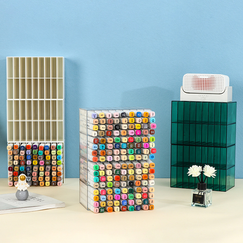 Caja de almacenamiento de marcador de acrílico escritorio acuarela pluma compartimiento de almacenamiento rack niños estudiante pintura pluma rack de almacenamiento