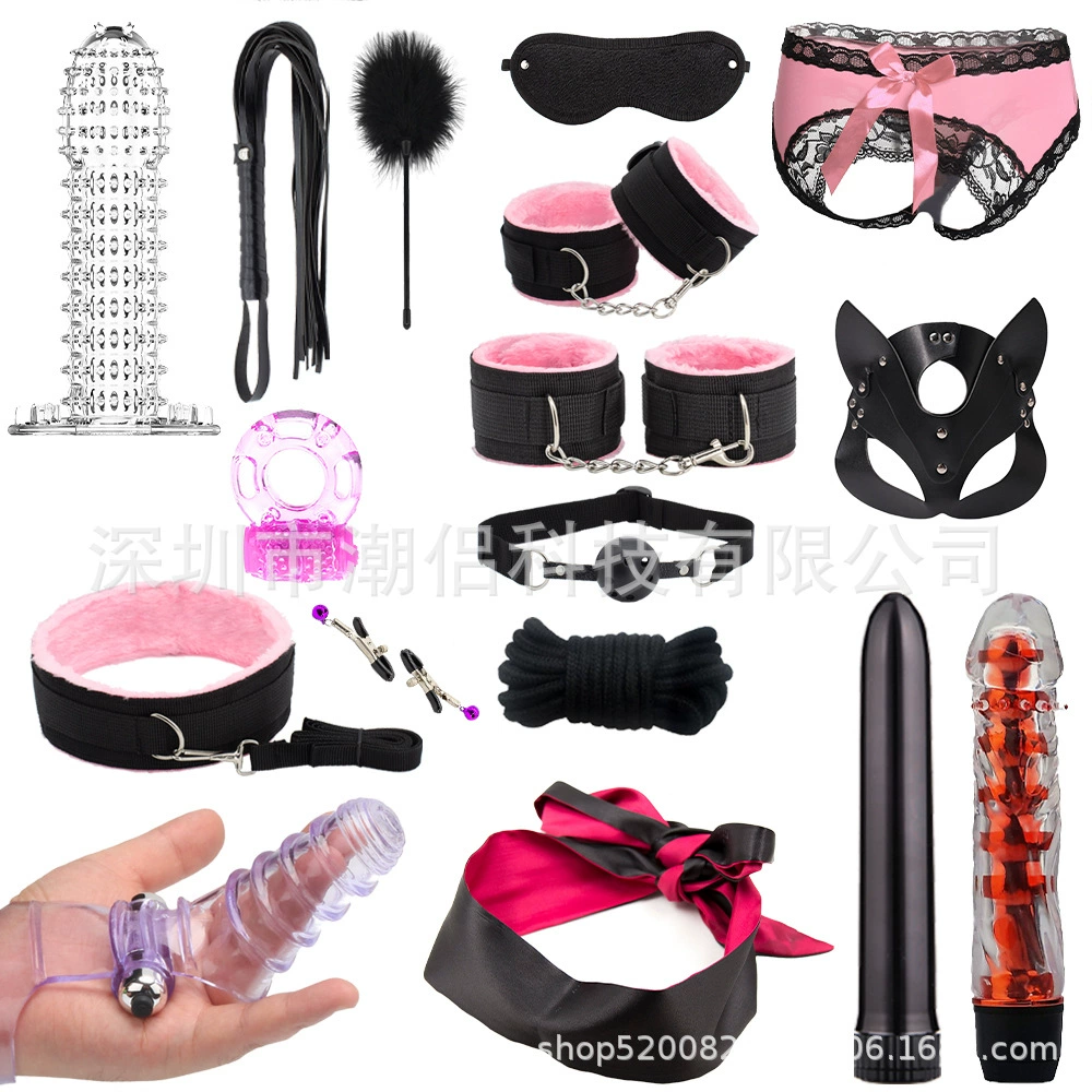 BDSM-набор, 17 предметов, взрослые игрушки, плюшевые наручники и разные аксессуары, 4 цвета