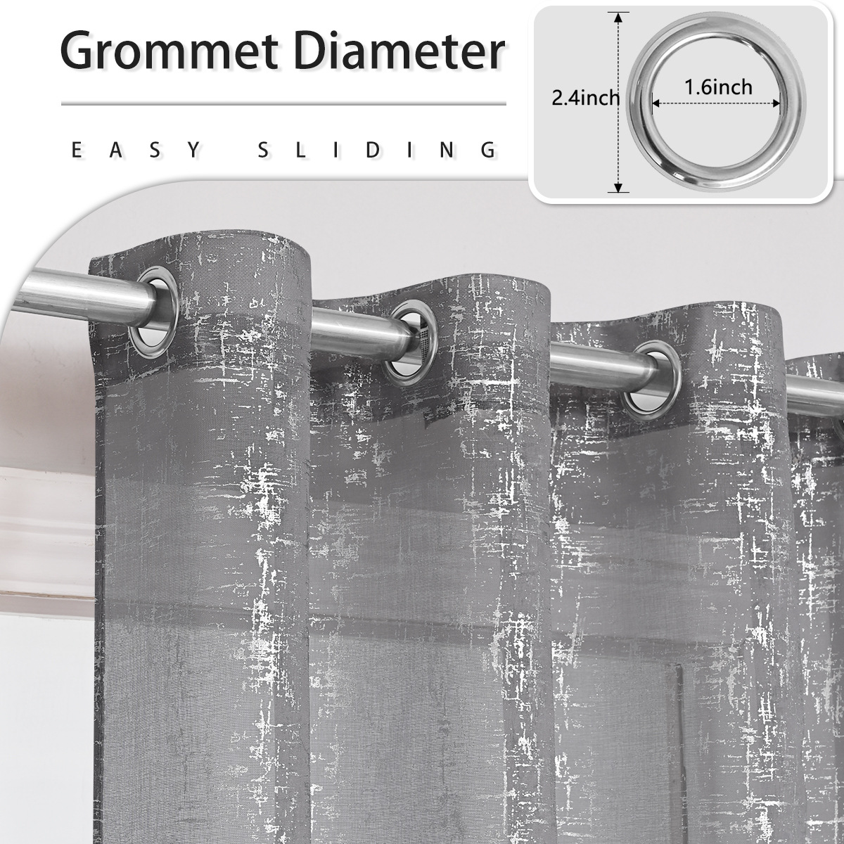 Artículos populares de SHEIN para dropshipping, cortinas translúcidas semioscuras con patrón de cruz pequeña en relieve plateado, venta al por mayor transfronteriza para Mercado.