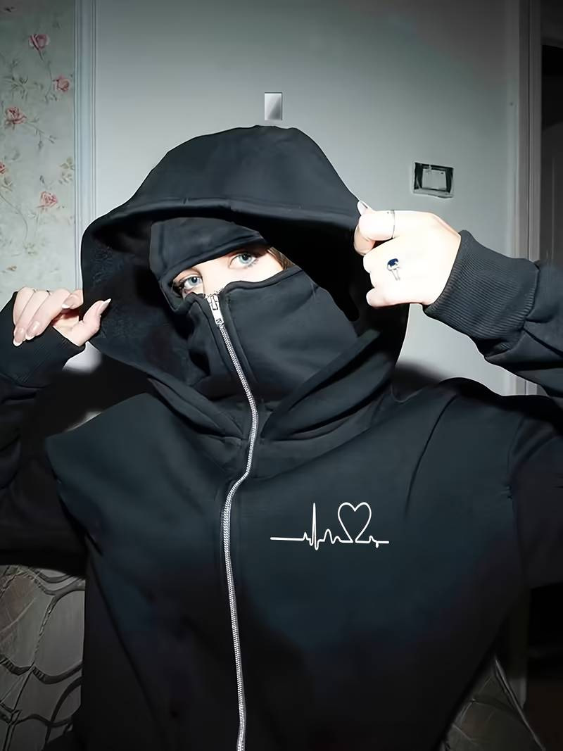 Women's Clothing Retro Loose Fitting Hooded Sweatshirt Women's Streetwear Brand Autumn Winter New Arrivals Heart Pounding Print_ecoleips.com