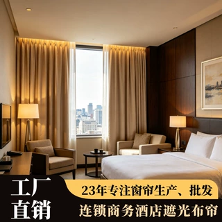 定制大型酒店布艺窗帘挂钩款免费寄样可开增值税专票防晒遮光窗帘