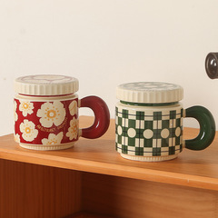 復古陶瓷馬克杯帶蓋女生杯子情侶對杯高顏值水杯辦公室咖啡早餐杯