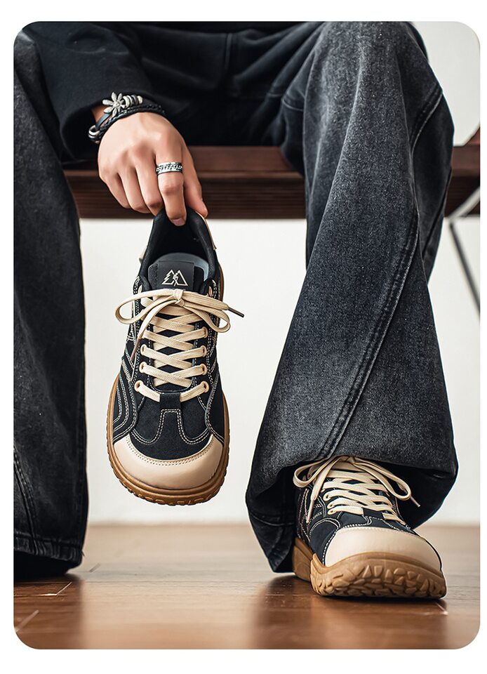 Giày sneaker nam cổ thấp mũi tròn rộng form Đức, đế bằng gót thấp 1–3 cm, dây buộc, phối màu trơn — Z8822 màu đỏ, Z8822 thẻ trắng, Z8822 thẻ đen chi tiết 21