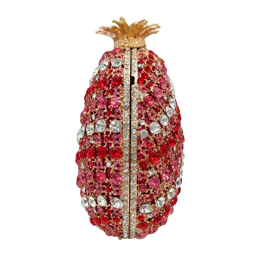 Bolsa de noche de piedra, bolsa de cena de diamante de diamante de fiesta, bolsas de mano de diamantes huecas, bolsas de mujer rojas