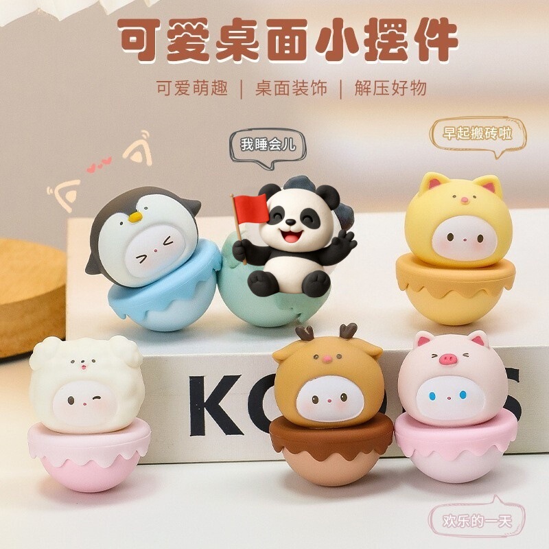 Roly-Poly Stress Relief Toy, Good Luck Lotus Gift for Classmates, Resin Ornament for Girls, Office Stress Relief Doll, Handmade