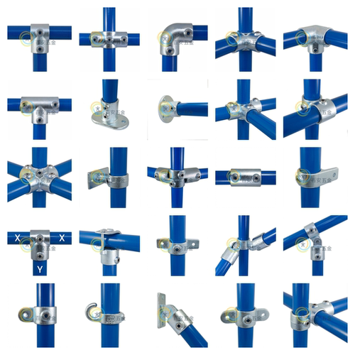 Wholesale 25 galvanized pipe connector fixings buckle hanger accessories 6-point round pipe shelf two-way joint fastening