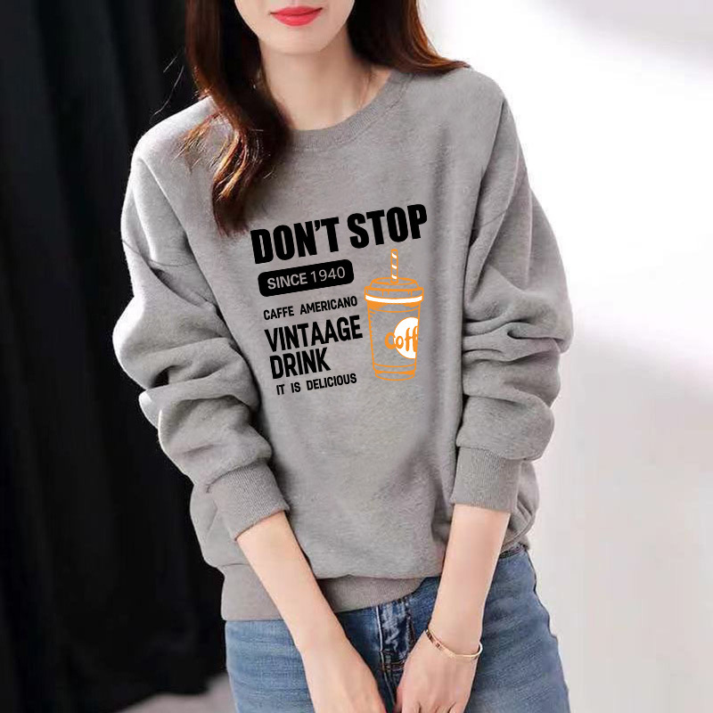 2025 Spring & Fall New Versatile Long-Sleeved T-Shirt Women's Loose Korean Style Thin Sweatshirt Ins Trendy Brand Mid-Length Top