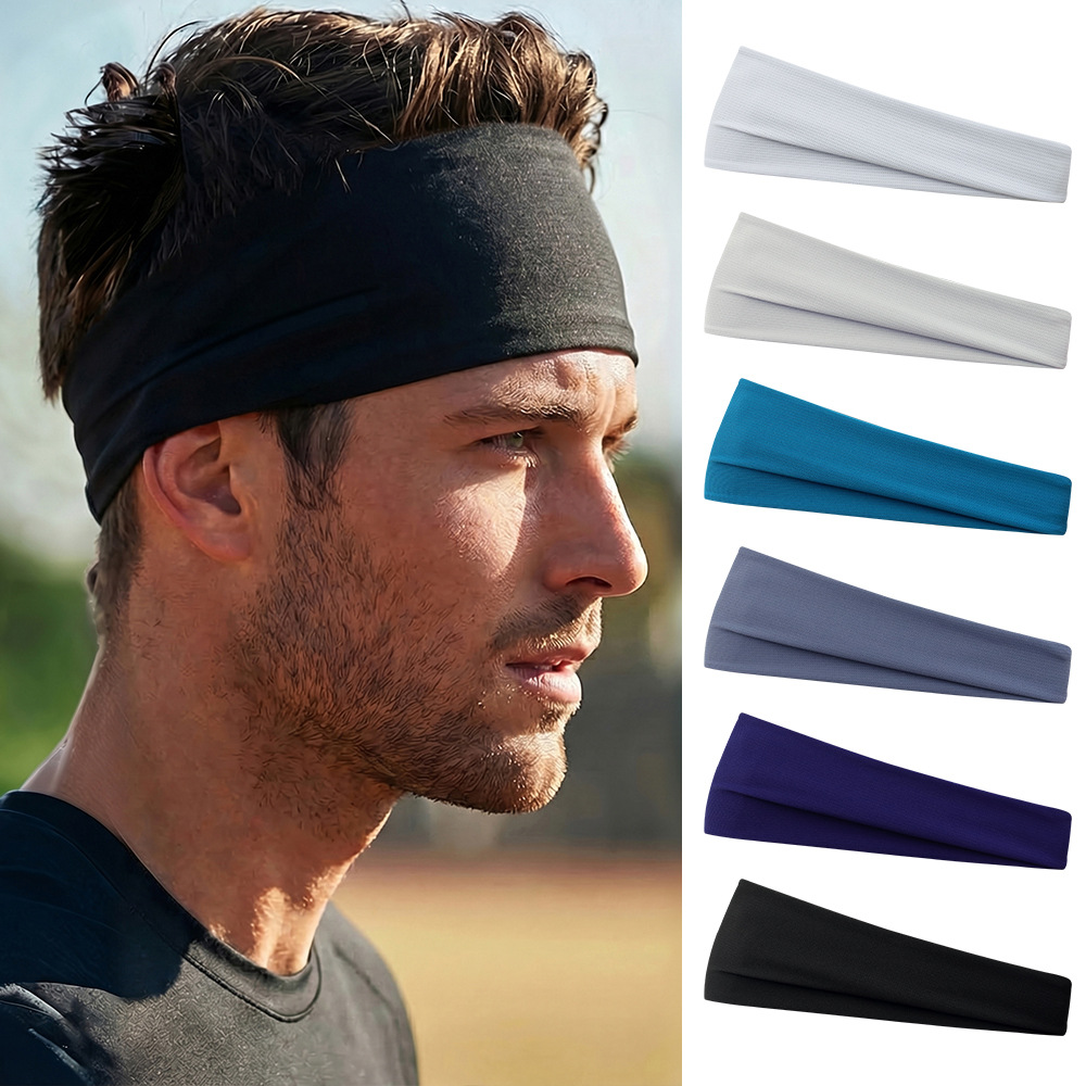 Guanyu Spring/Summer Solid Color Headband for Women, Cotton-Like Elastic Wide Sports Headband for Men, Sweat-Absorbing and Breathable for Fitness and Running